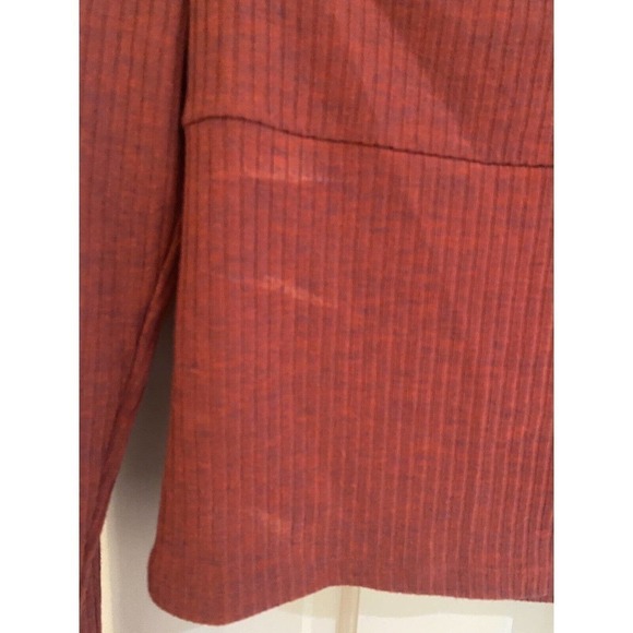 Urban Outfitters Ribbed Stretch Knit Top Square Neck Red Rust Size Large NWT - Picture 2 of 11